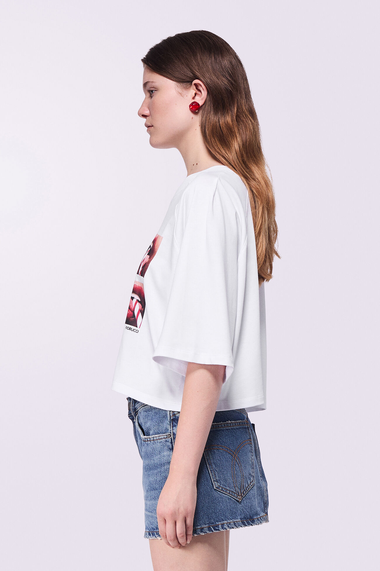 Unisex Mouth Crop T-Shirt White